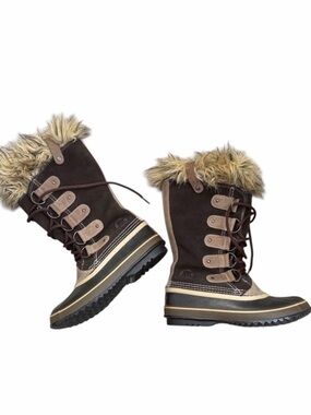 SOREL Joan Of Artic Brown Suede Waterproof Winter Boots Size 8